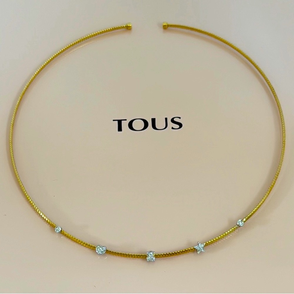 TOUS 18k real solid gold Diamonds necklace